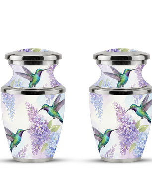 Green Hummingbird Cremation Urn - Couple Humming Bird Urn For Companion