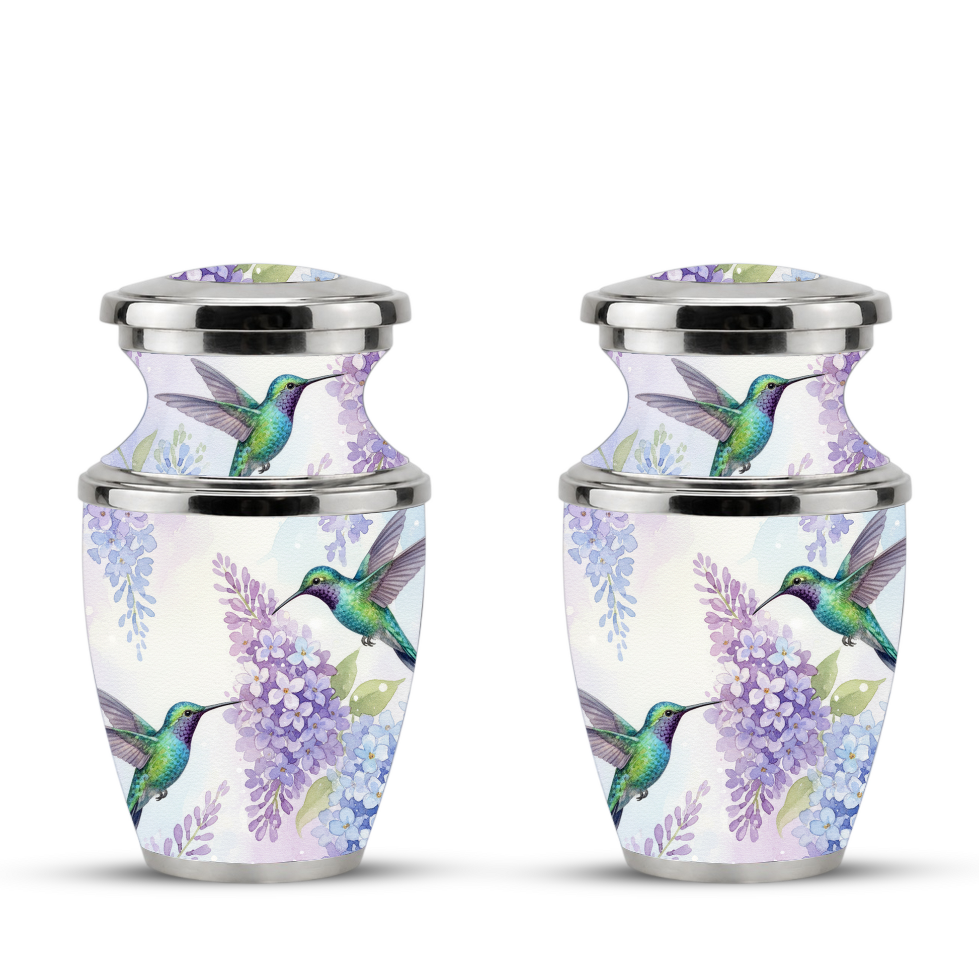 Green Hummingbird Cremation Urn - Couple Humming Bird Urn For Companion