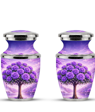Purple Rose Cremation Urn for Mom, Lavender Rose Memorial Urn, Mother Keepsake for Ashes