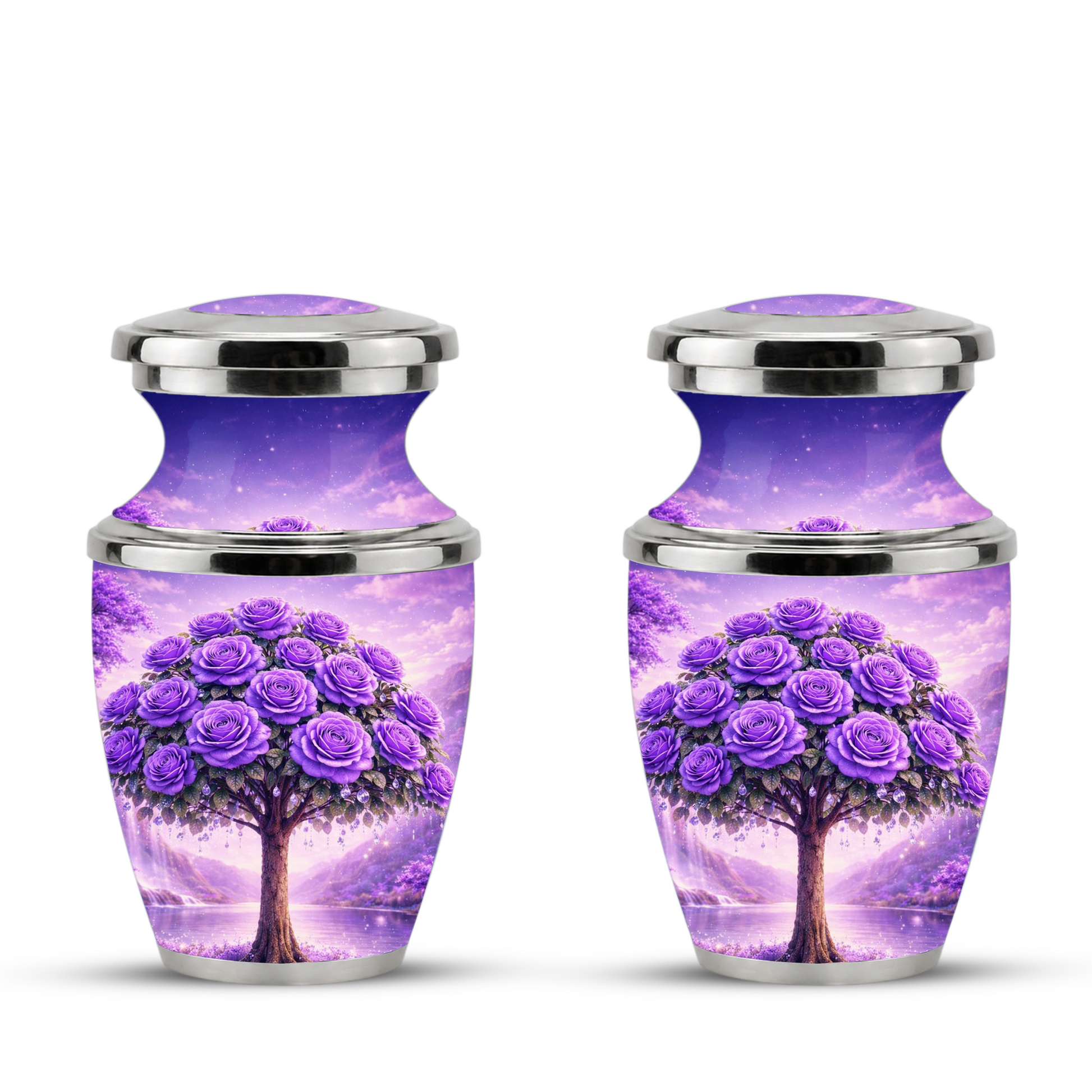 Purple Rose Cremation Urn for Mom, Lavender Rose Memorial Urn, Mother Keepsake for Ashes