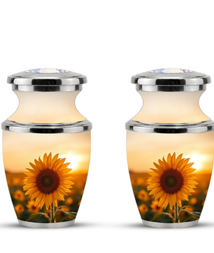Sunflower Cremation Urn for Male and Female, Custom Memorial Large Urn