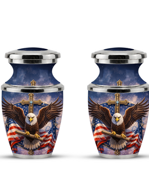 Eagle American Flag Cremation Urn for Dad, Patriotic Memorial Urn for Father, Military Keepsake