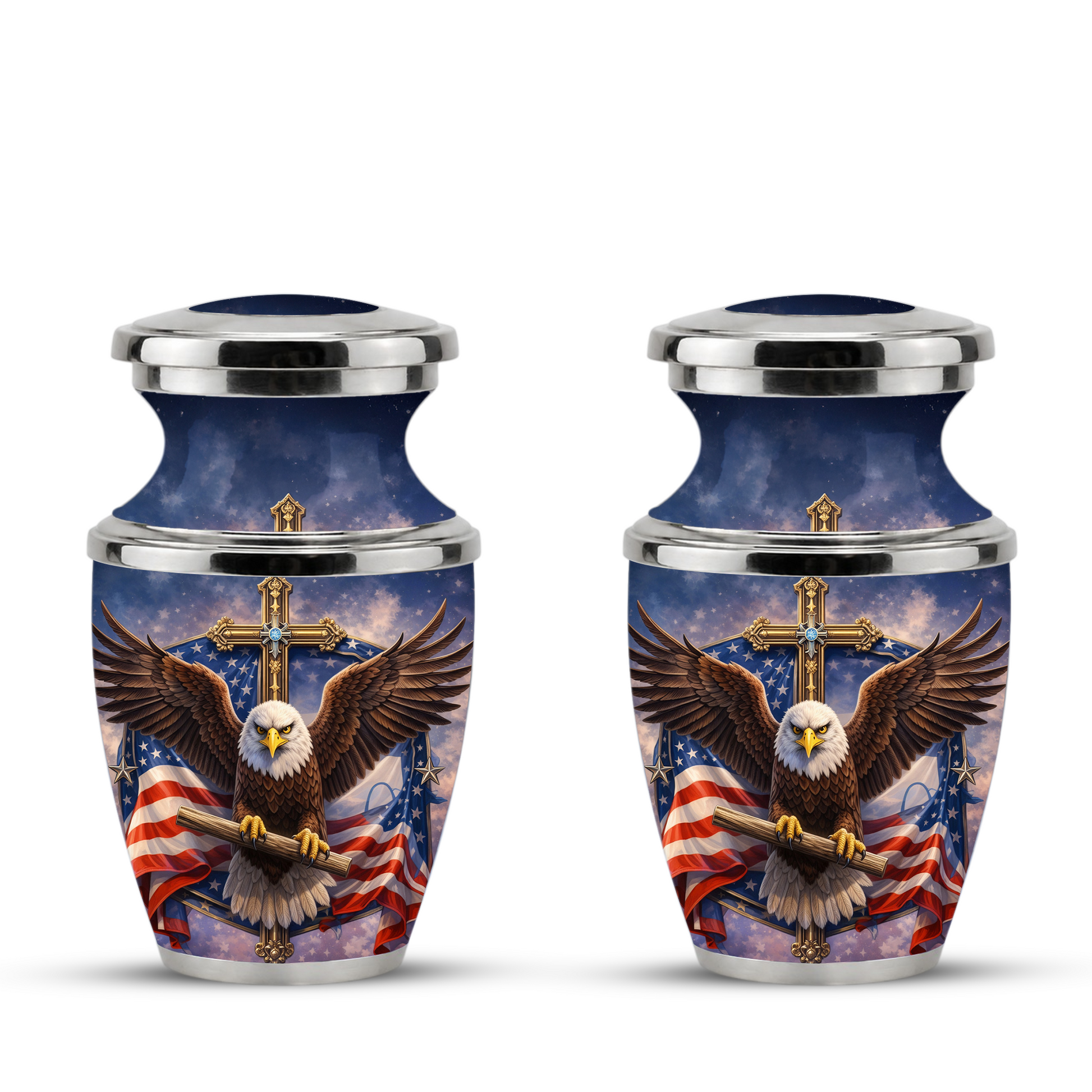 Eagle American Flag Cremation Urn for Dad, Patriotic Memorial Urn for Father, Military Keepsake