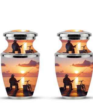 Gone Fishing Cremation Urn for Dad, Personalized Fisherman Funeral Urn for Male