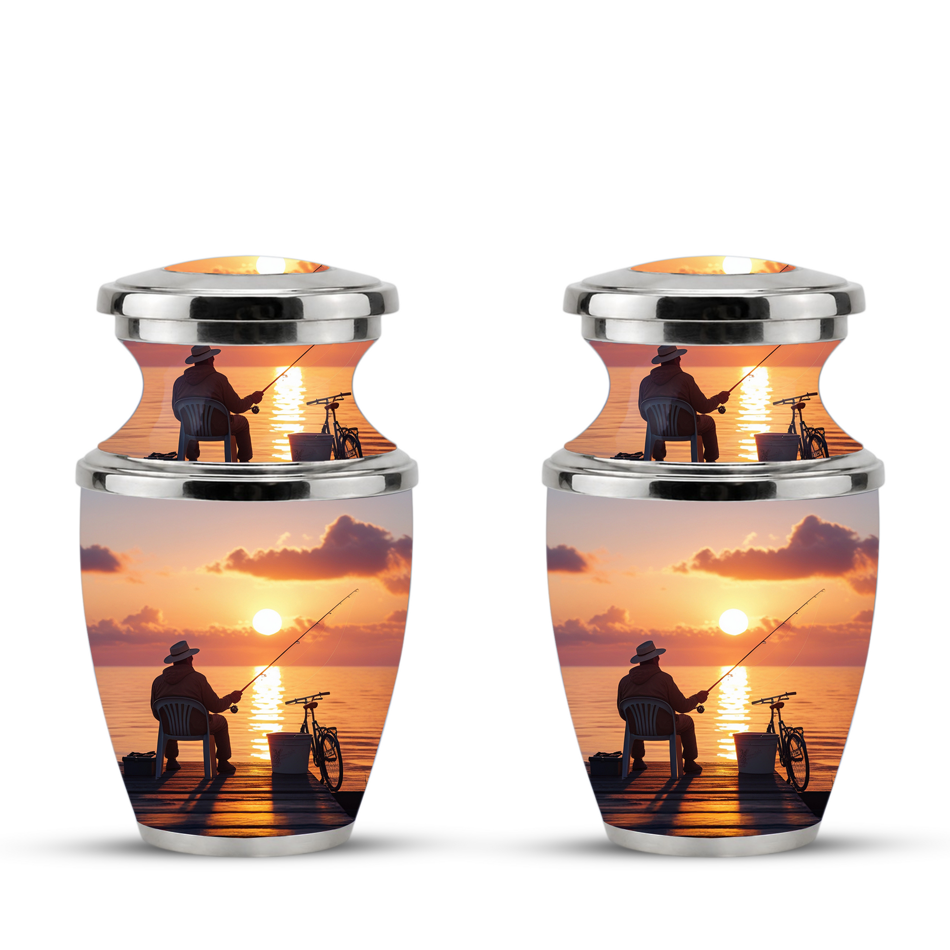 Gone Fishing Cremation Urn for Dad, Personalized Fisherman Funeral Urn for Male
