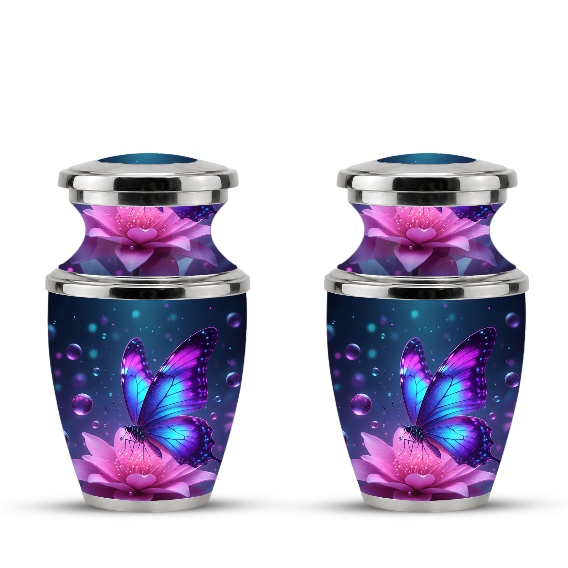 Blue Butterfly Cremation Urn for Mom, Flower Butterfly Personalized Urn for Human Ashes