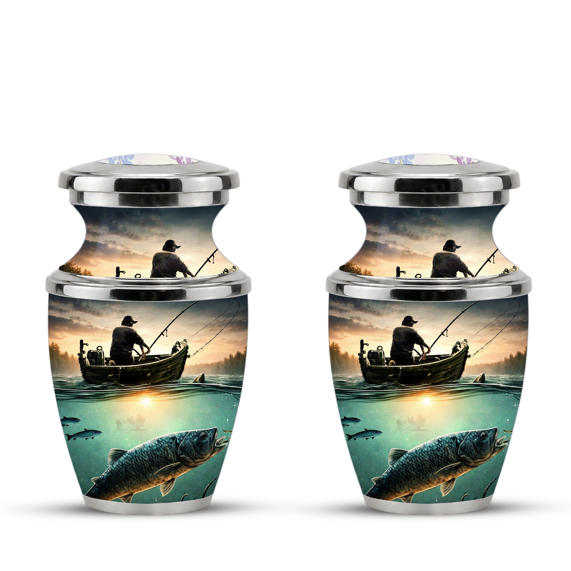 Fishing Cremation Urn for Dad, Personalized Fisherman Memorial Urn for Male Ashes