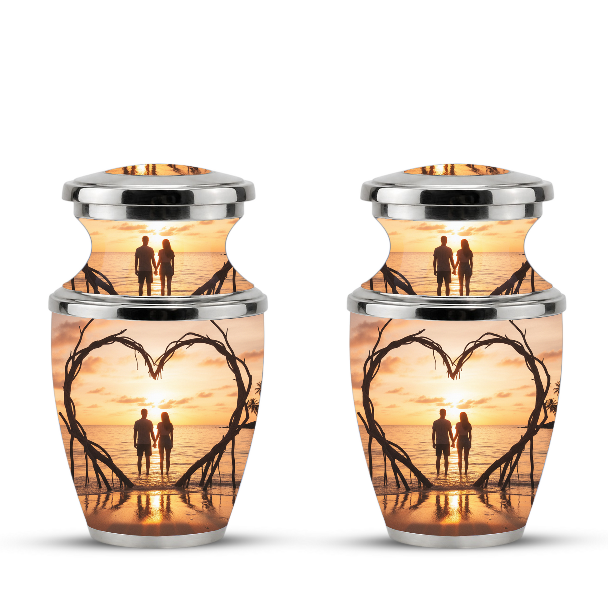 Companion Beach Sunset Memorial Urn for Ashes, Cremation Urn For Couple