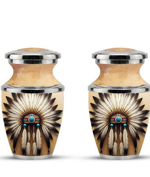 Native American Western Cremation Urn for Dad & Mom, Personalized Memorial Urn