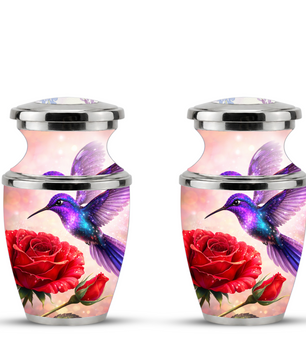 Rose Hummingbird Cremation Urn for Human Ashes, Personalized Memorial Urn for Adults