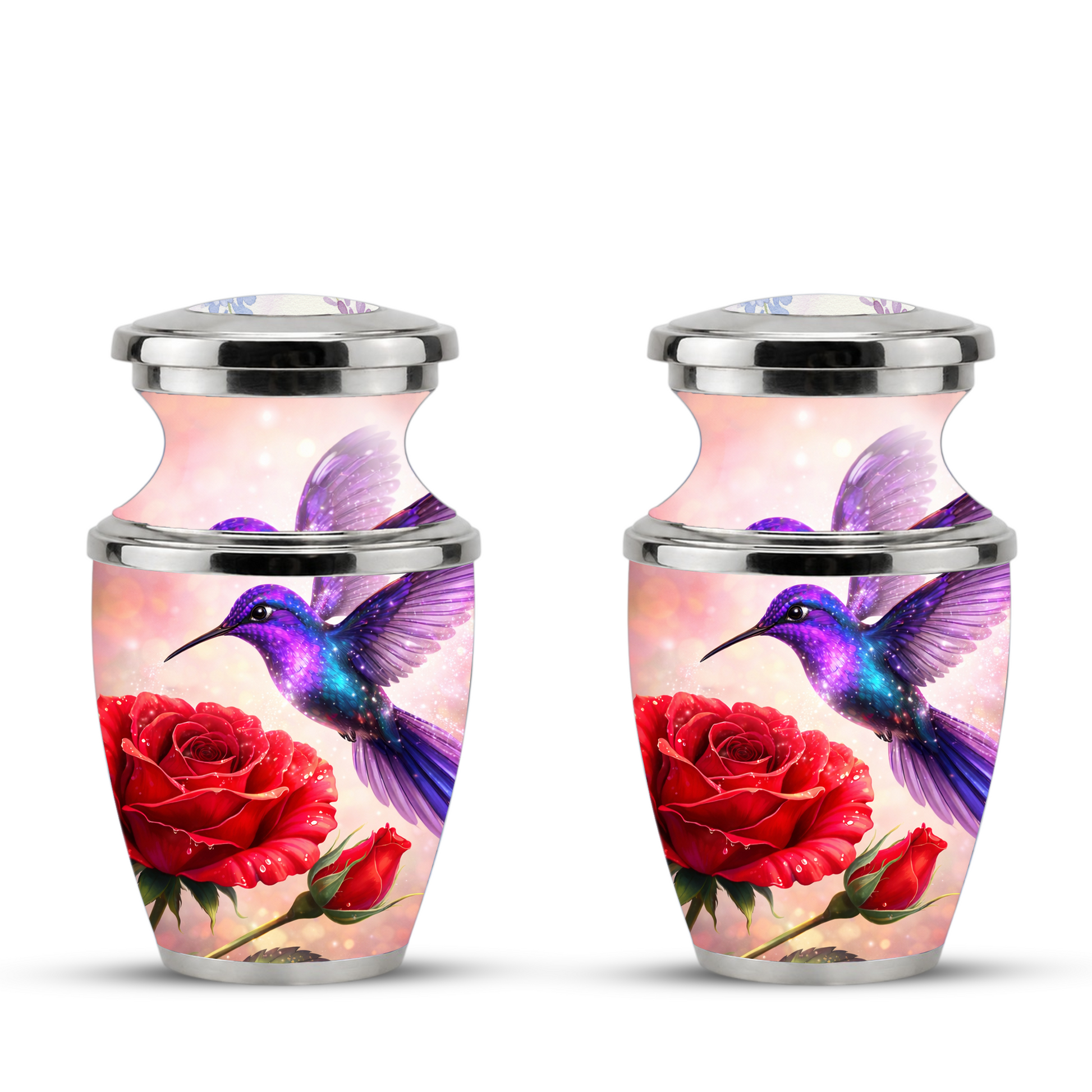 Rose Hummingbird Cremation Urn for Human Ashes, Personalized Memorial Urn for Adults