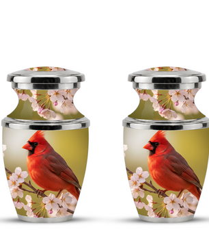 Red Cardinal Cremation Urn, Cardinal Memorial Urn for Human Ashes