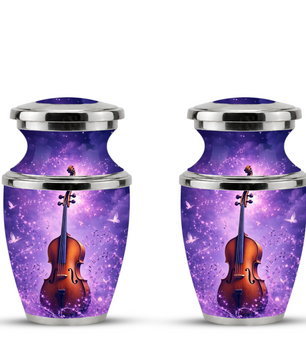 Purple Violin Cremation Urn for Mom and Dad, Musical Memorial Urn for Male and Female