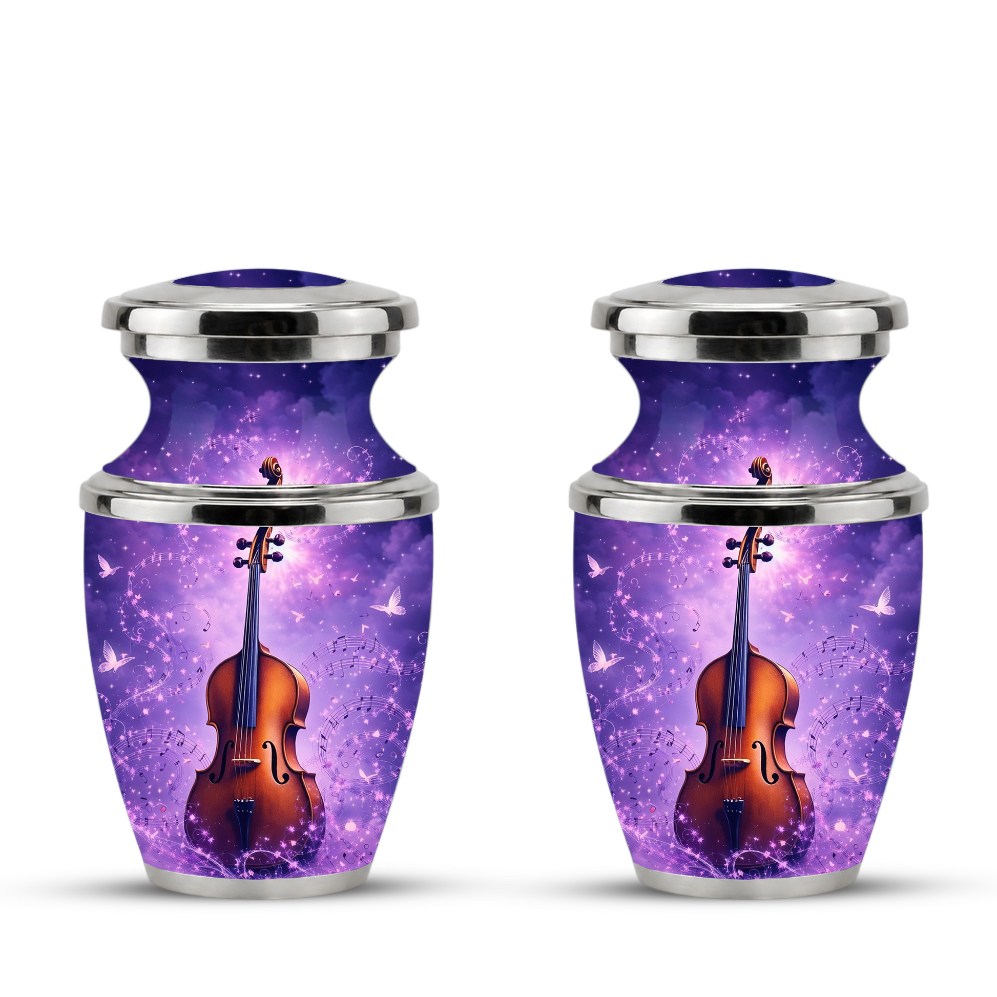Purple Violin Cremation Urn for Mom and Dad, Musical Memorial Urn for Male and Female
