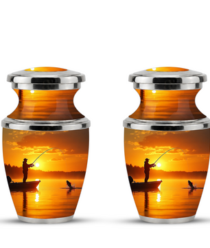 Gone Fishing Memorial Urn for Dad, Personalized Hunting Themed Urn for Human Ashes