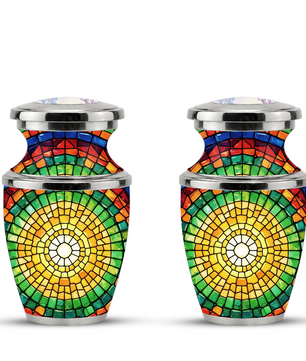 Stained Glass Cremation Urn for Human Ashes, Personalized Memorial Urn for Adult