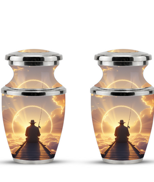 Fishing in Heaven Funeral Urn for Dad - Custom Keepsake Memorial Urns for Male Ashes