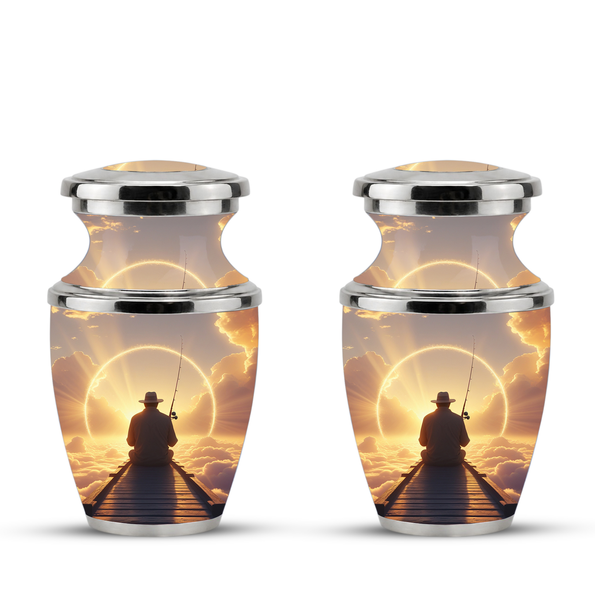 Fishing in Heaven Funeral Urn for Dad - Custom Keepsake Memorial Urns for Male Ashes