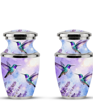 Purple Hummingbird Cremation Urn for Mom, Urn for Human Ashes, Custom Urn for Mother