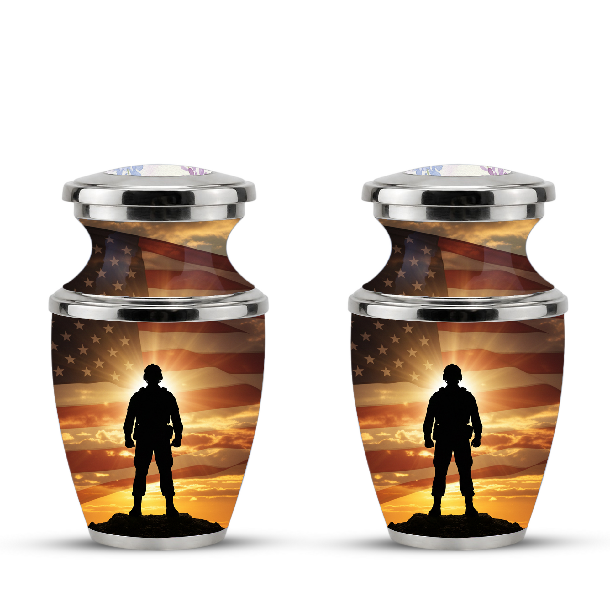 Military Veteran Cremation Urn for Dad, Patriotic American Flag Memorial Urn for Father