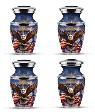 Eagle American Flag Cremation Urn for Dad, Patriotic Memorial Urn for Father, Military Keepsake