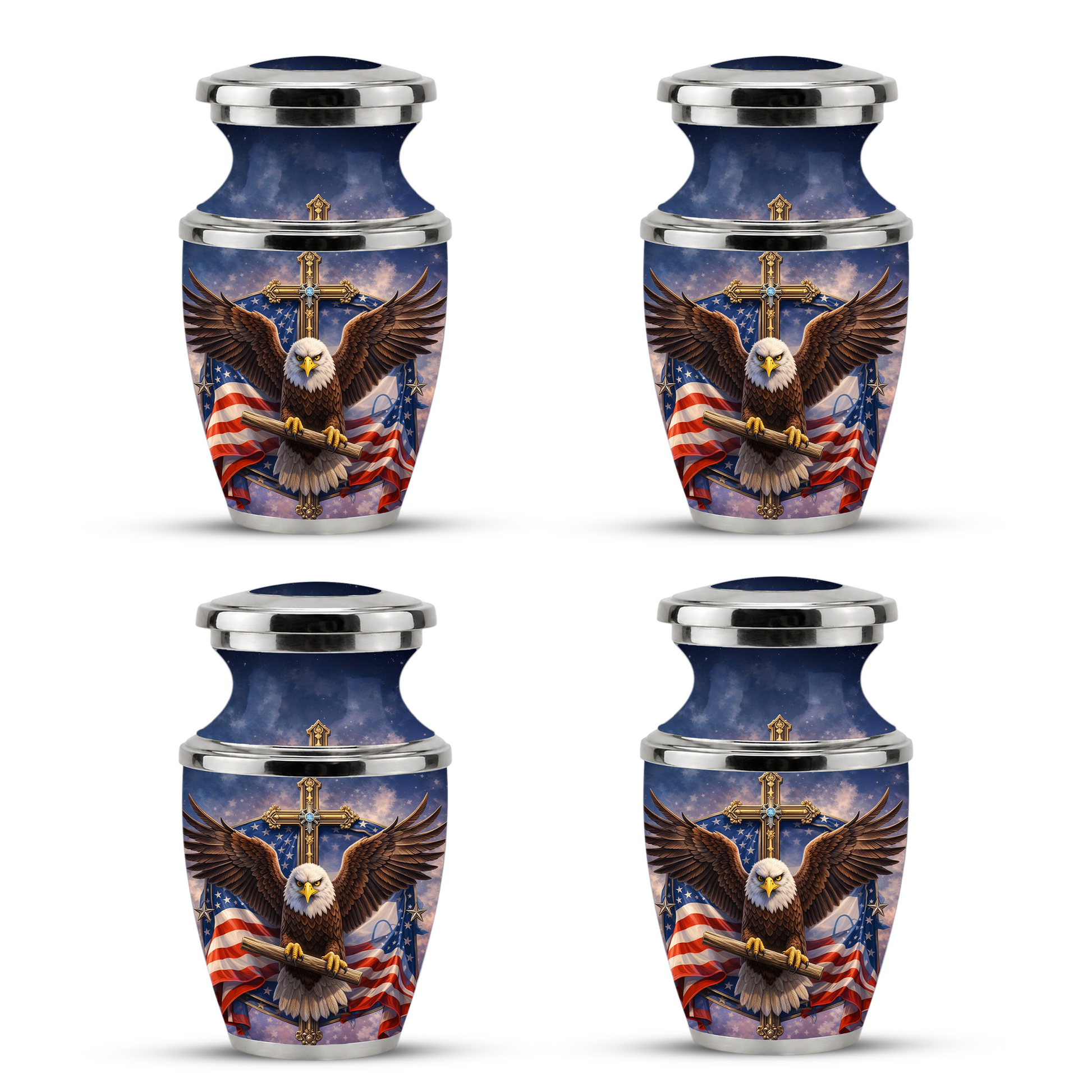 Eagle American Flag Cremation Urn for Dad, Patriotic Memorial Urn for Father, Military Keepsake