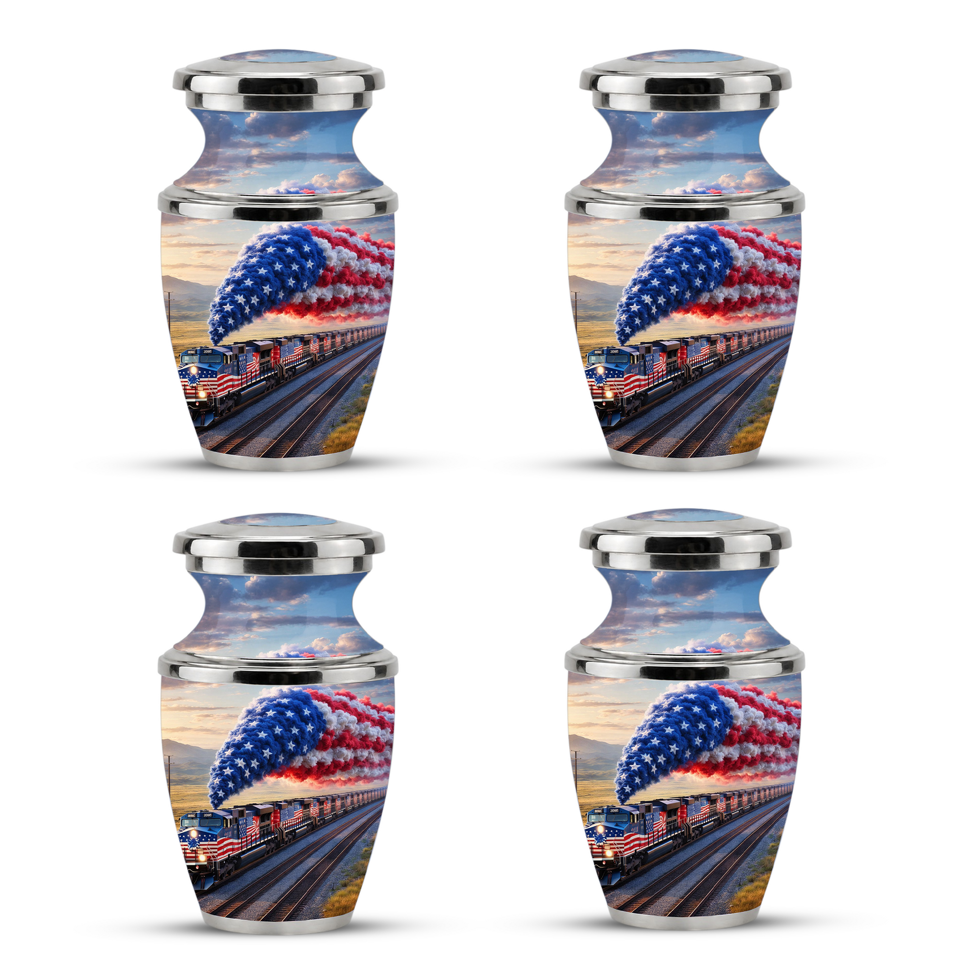 Train Cremation Urn for Dad, Patriotic Railroad Memorial Urn, American Train Keepsake for Father