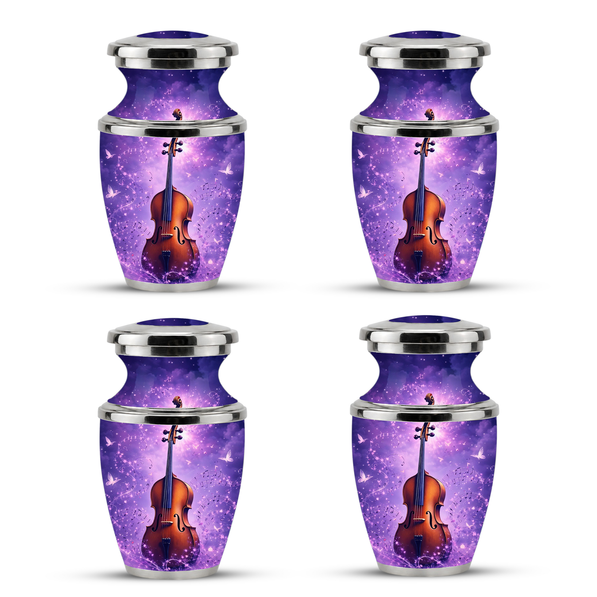 Purple Violin Cremation Urn for Mom and Dad, Musical Memorial Urn for Male and Female