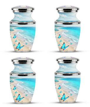 Blue Butterfly Beach Cremation Urn for Ashes - Custom Memorial Urn for Female