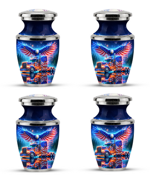 American Truck Cremation Urn for Dad, Truck Driver Patriotic Semi Truck Memorial Keepsake Urn