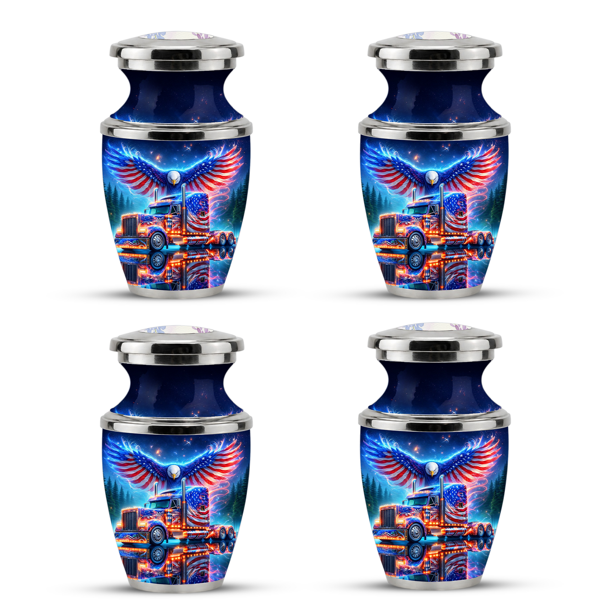 American Truck Cremation Urn for Dad, Truck Driver Patriotic Semi Truck Memorial Keepsake Urn