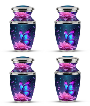 Blue Butterfly Cremation Urn for Mom, Flower Butterfly Personalized Urn for Human Ashes