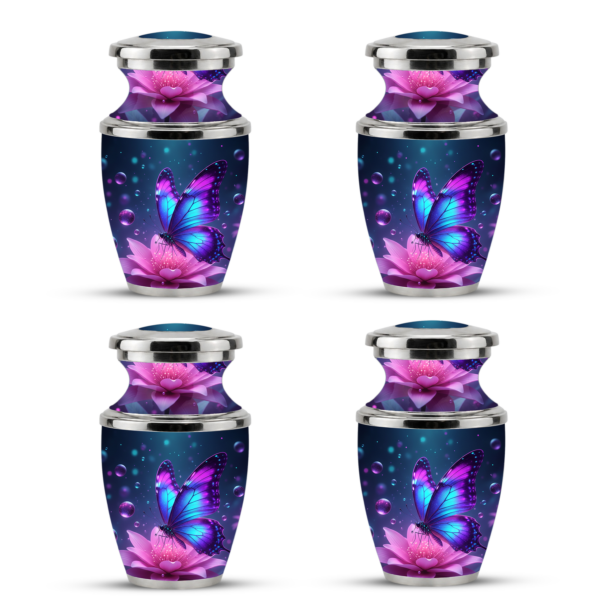 Blue Butterfly Cremation Urn for Mom, Flower Butterfly Personalized Urn for Human Ashes