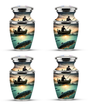 Fishing Cremation Urn for Dad, Personalized Fisherman Memorial Urn for Male Ashes