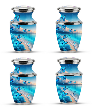 Blue Butterfly Beach Urn for Mom, Ocean Cremation Urn for Women, Butterfly Memorial Keepsake