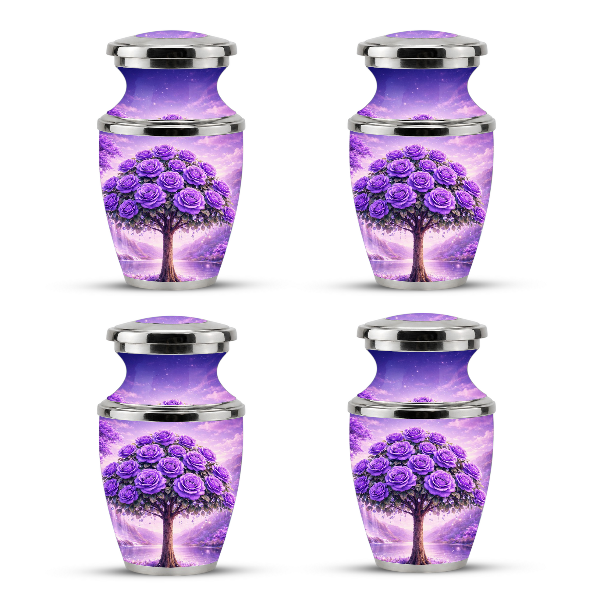 Purple Rose Cremation Urn for Mom, Lavender Rose Memorial Urn, Mother Keepsake for Ashes