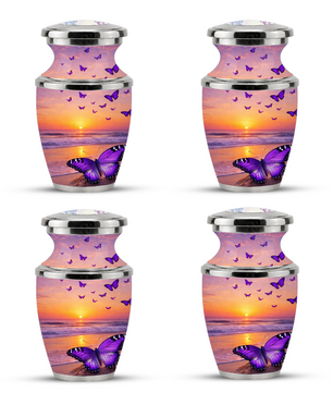 Purple Butterfly Beach Cremation Urn for Mom, Purple Beach Butterfly Memorial Urn for Women