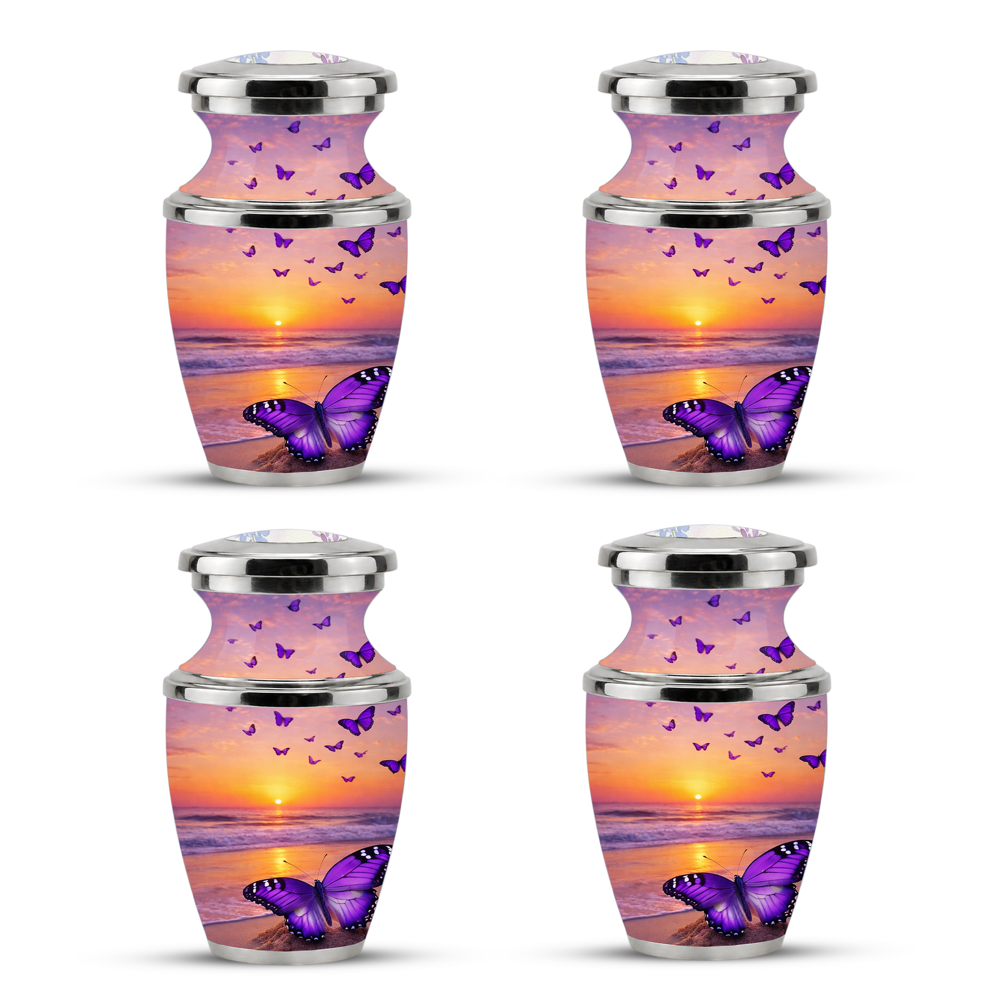 Purple Butterfly Beach Cremation Urn for Mom, Purple Beach Butterfly Memorial Urn for Women