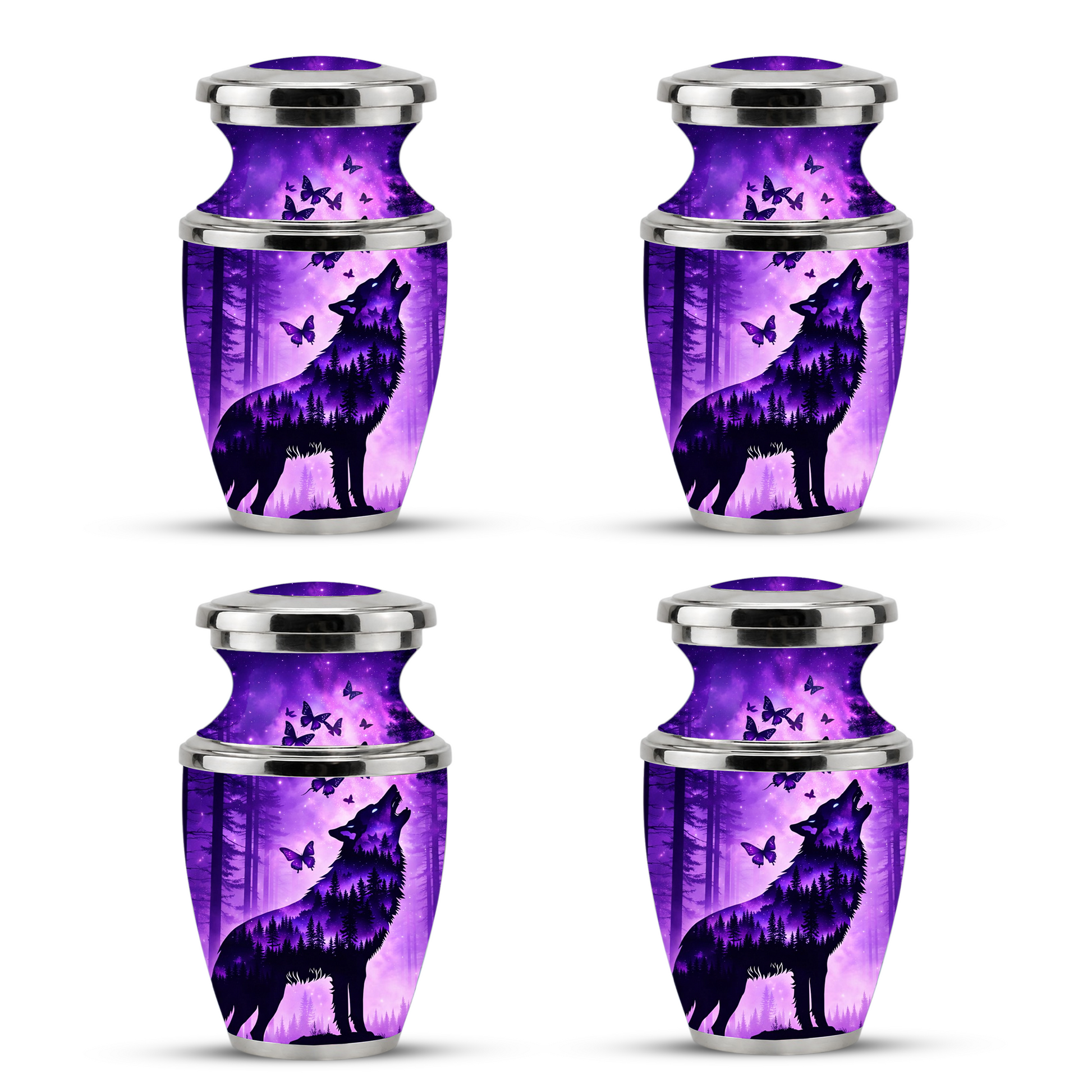 Purple Wolf Cremation Urn for Dad, Wolf Memorial Urn for Men, Wildlife Keepsake Ashes Urn for Father