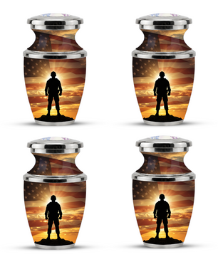 Military Veteran Cremation Urn for Dad, Patriotic American Flag Memorial Urn for Father