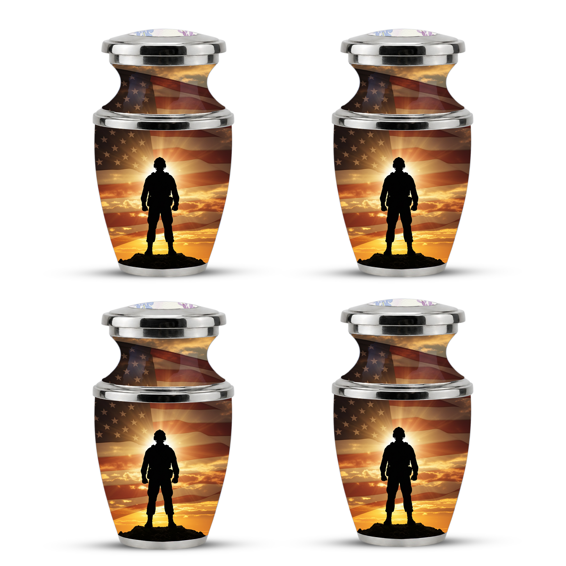 Military Veteran Cremation Urn for Dad, Patriotic American Flag Memorial Urn for Father