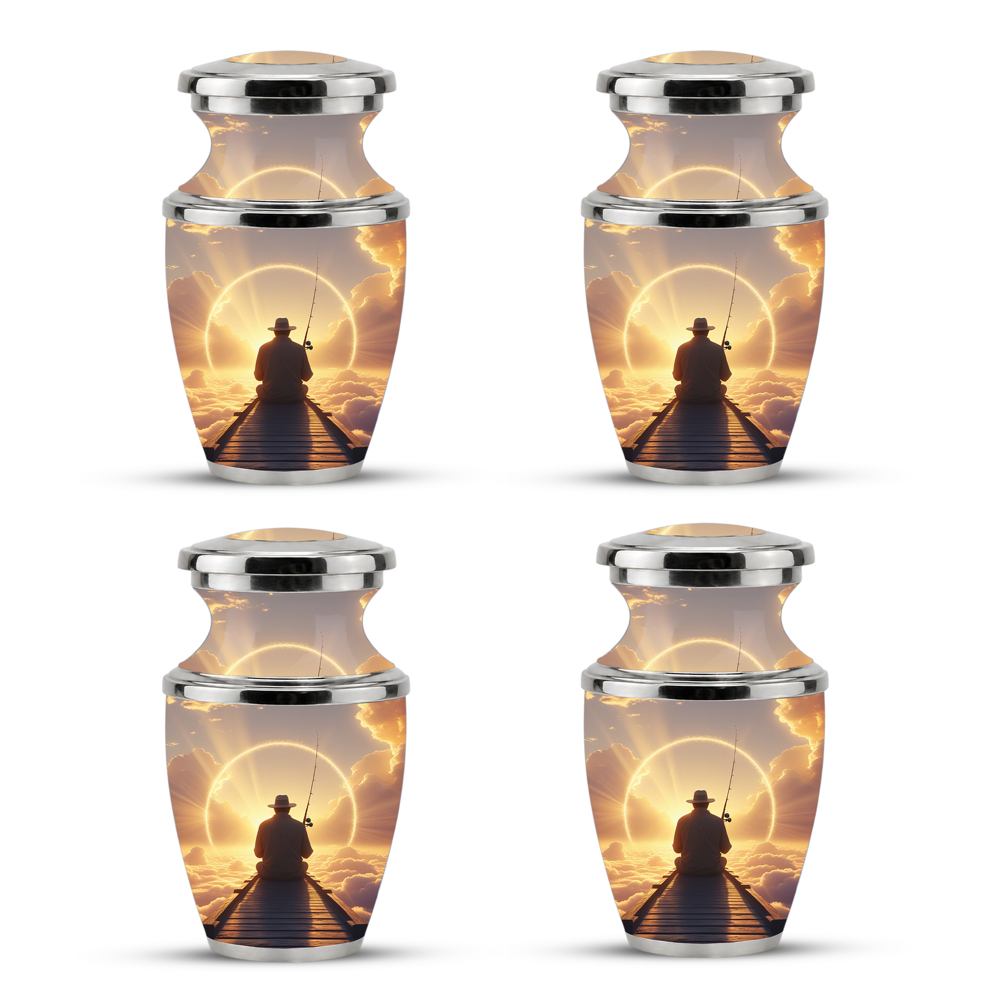 Fishing in Heaven Funeral Urn for Dad - Custom Keepsake Memorial Urns for Male Ashes