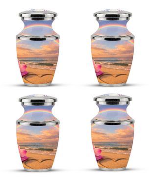 Rose Beach Heart Cremation Urn for Human Ashes, Personalized Rainbow Urns