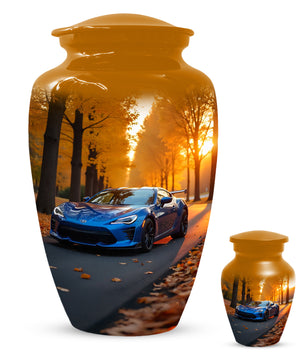 Blue Sports Car Urn for Adult Ashes | Luxury Adult Cremation Urn Memorial