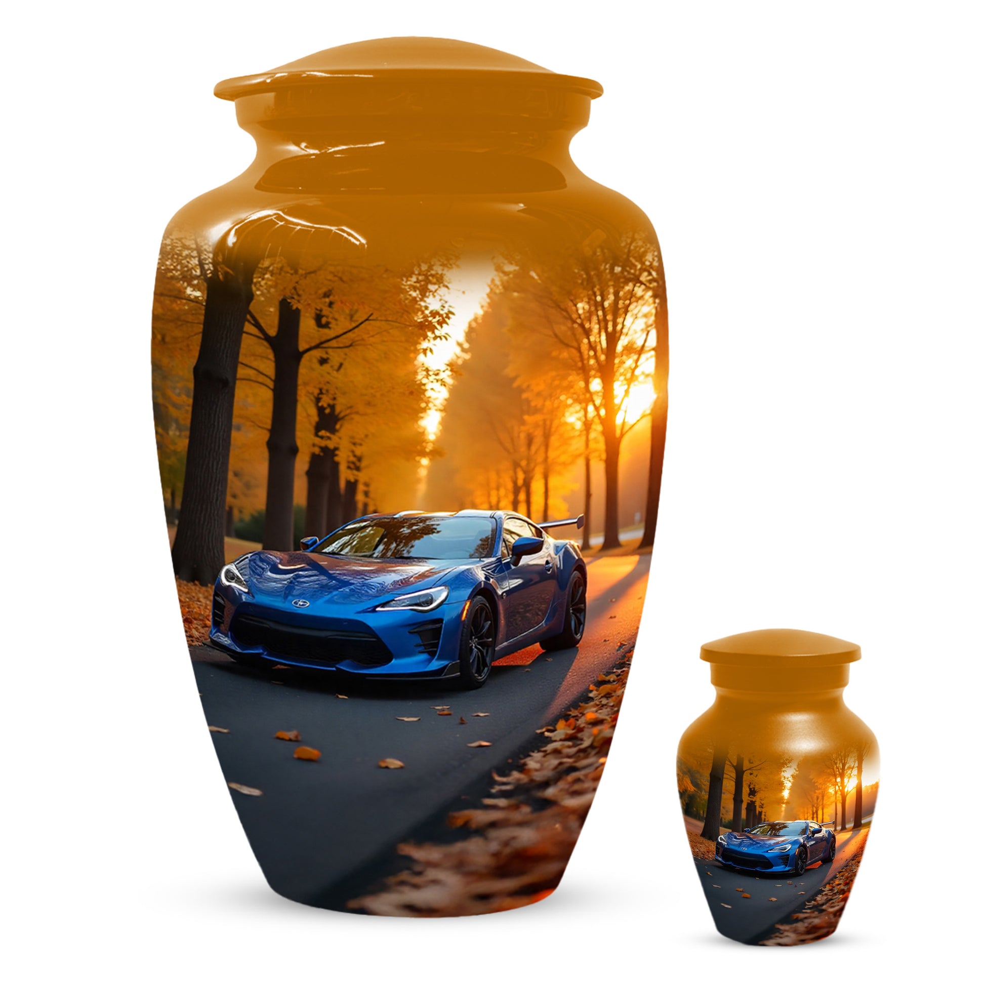 Blue Sports Car Urn for Adult Ashes | Luxury Adult Cremation Urn Memorial