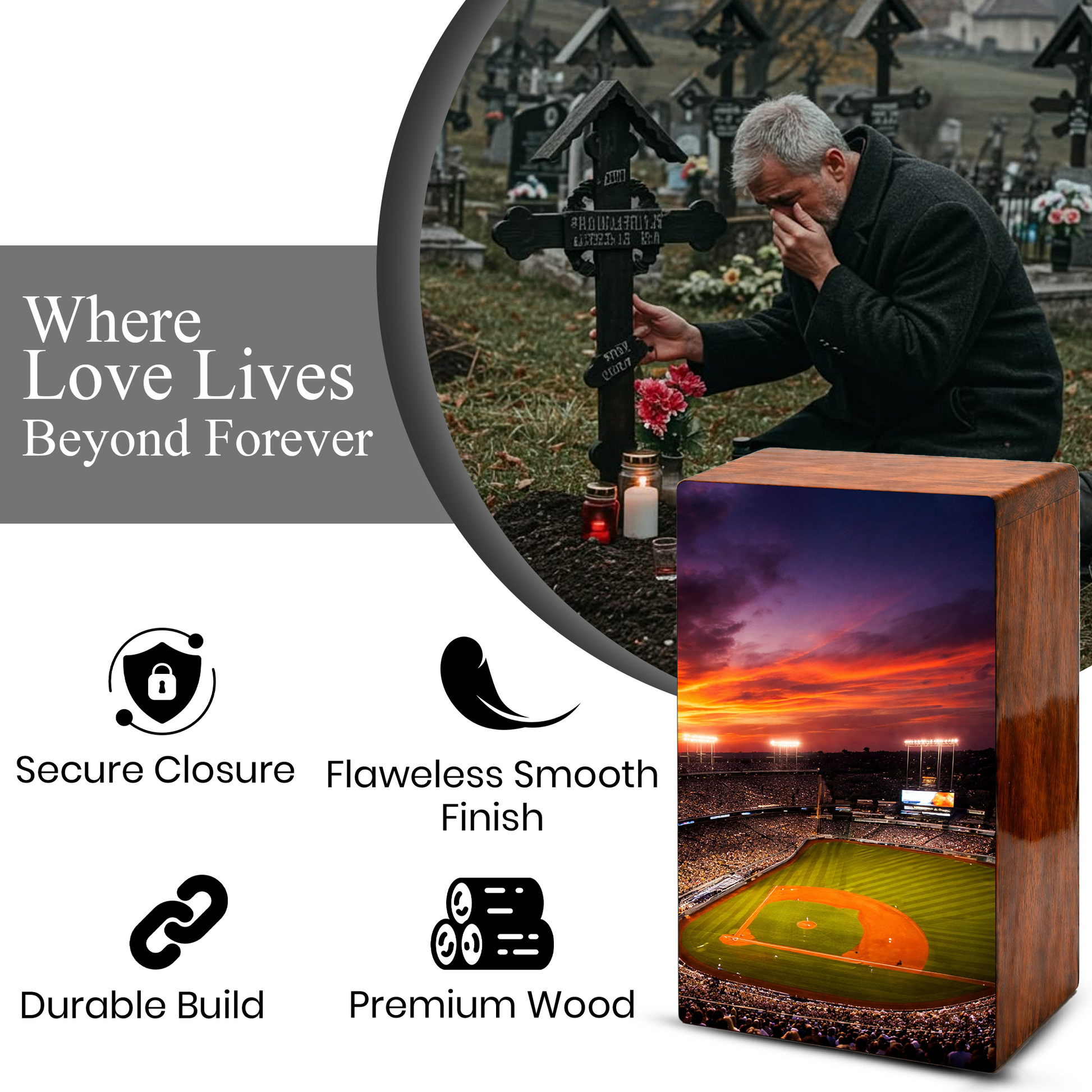Personalized Baseball Stadium Urn – Baseball Memorial Urns for Human Ashes