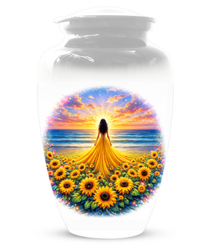Sunflower Memorial Urn for Ashes | Custom Cremation Urn for Mom