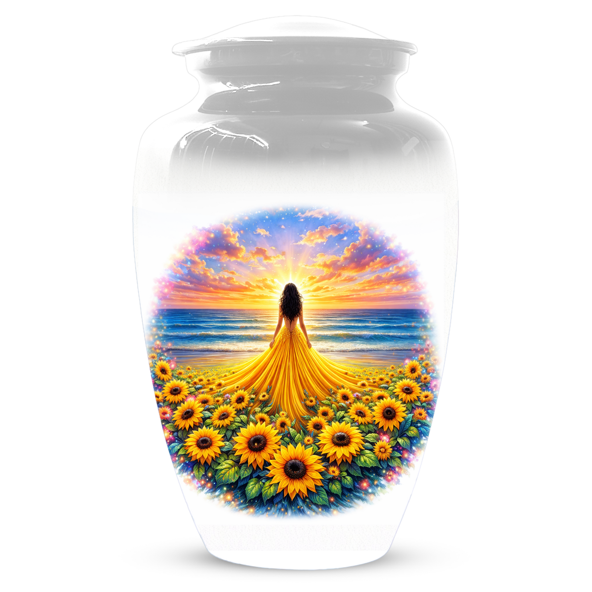 Sunflower Memorial Urn for Ashes | Custom Cremation Urn for Mom