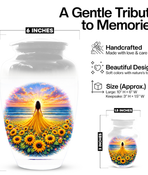 Sunflower Memorial Urn for Ashes | Custom Cremation Urn for Mom