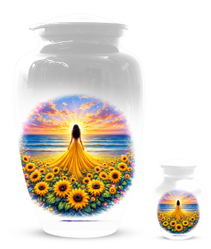 Sunflower Memorial Urn for Ashes | Custom Cremation Urn for Mom